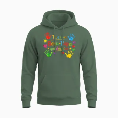 Gift Beautiful Dad Tearing Original Humour Father's Day Christmas Unisex Hoodie - Military Green