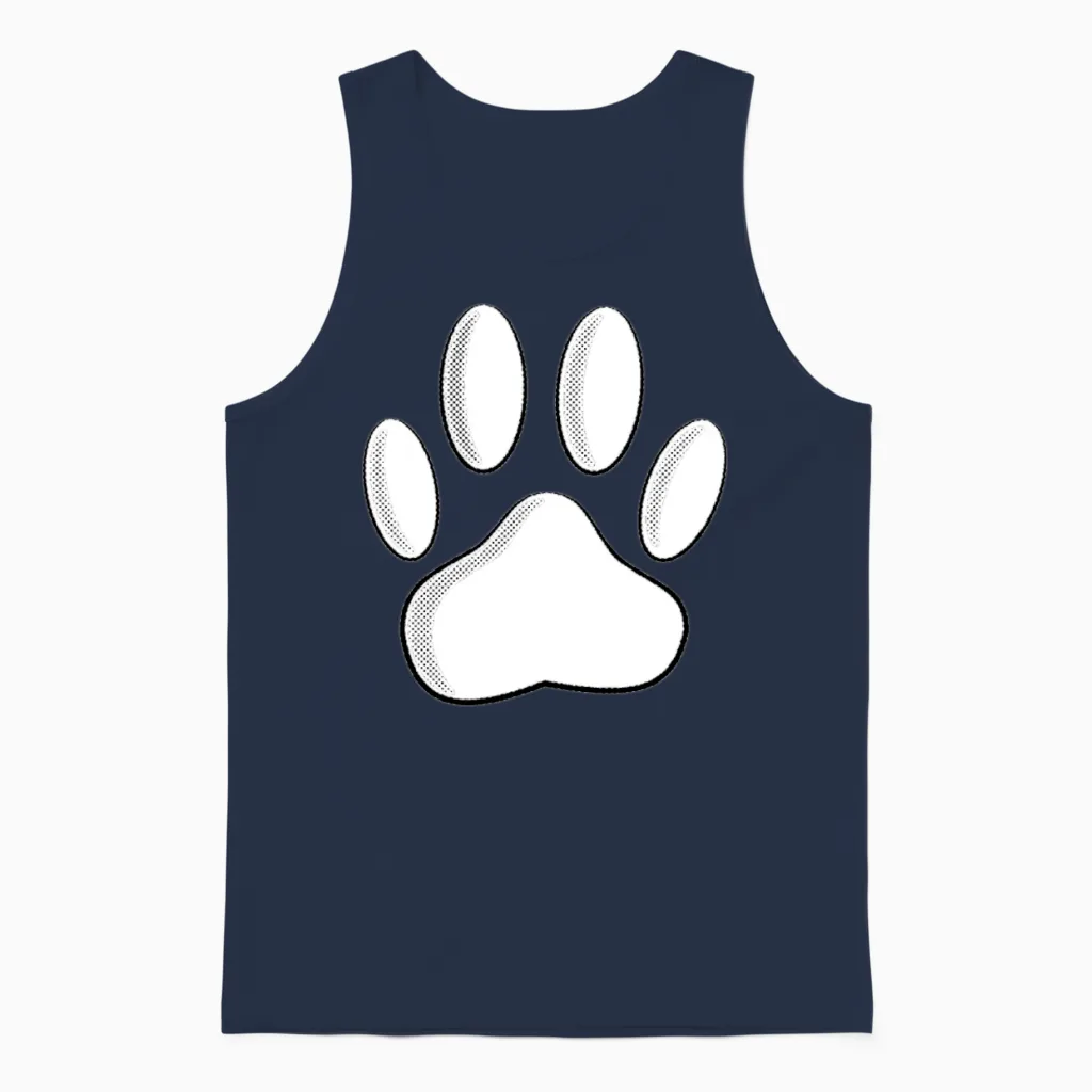 White Dog Paw Newsprint Lovers Unisex Tank Top in Navy