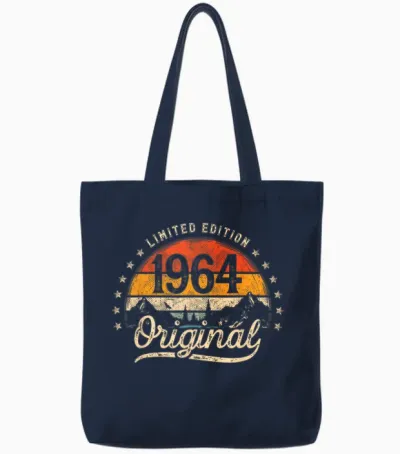 Limited Edition Original 1964 Vintage 62. Geburtstag Mann Tote Bags - Navy