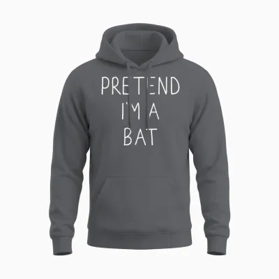 Pretend I'm a Bat Funny Lazy Easy Diy Halloween Costume Unisex Hoodie - Charcoal