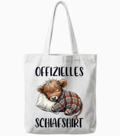 Official Highland Cow Highland Cow Sleep T-Shirt, White Tote Bags - White