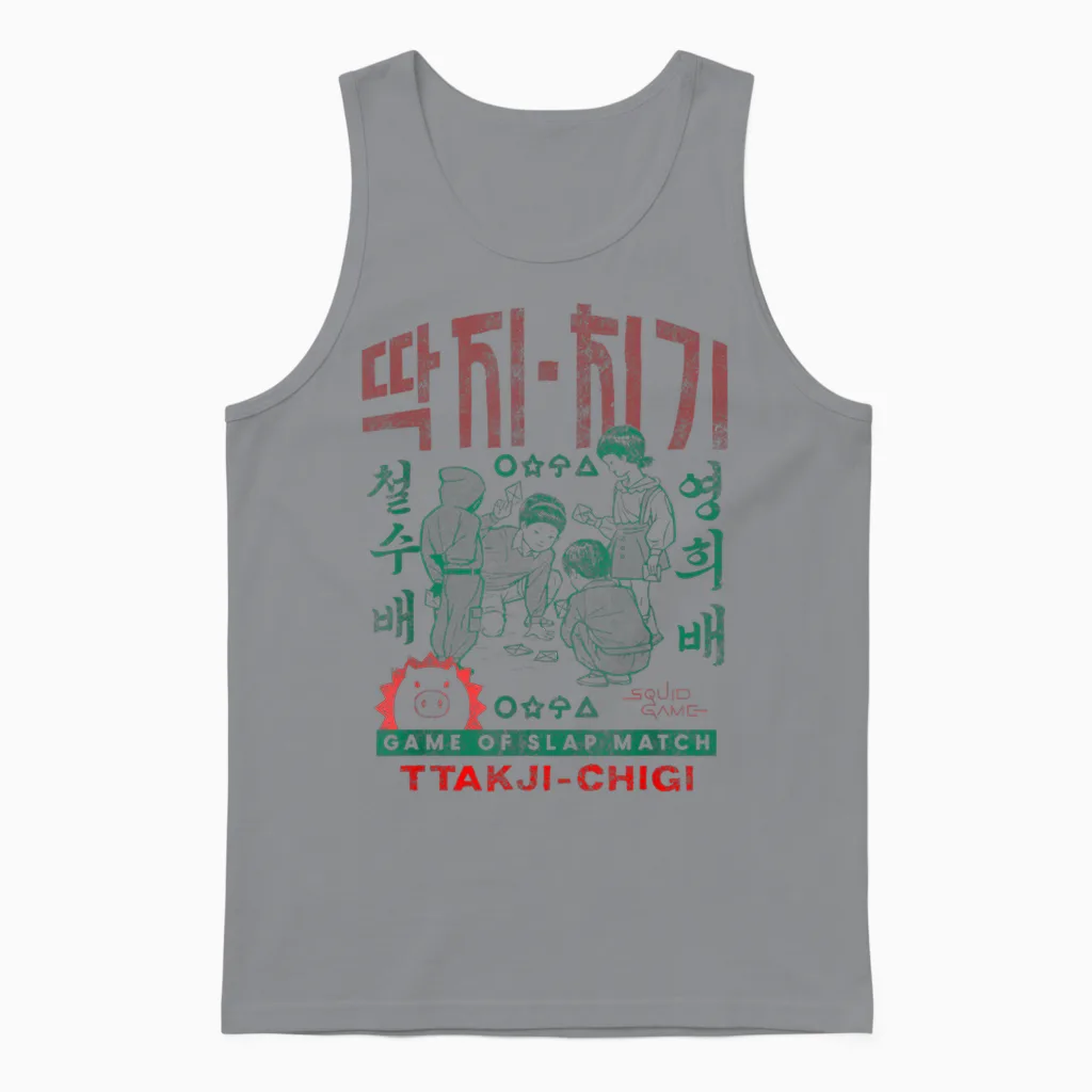 Squid Game Korean Game of Slap Match Unisex Tank Top in Sport Grey