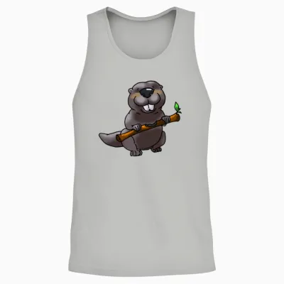 Funny Beaver Cartoon Unisex Tank Top - Ash