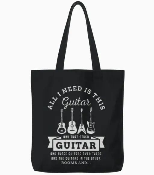 Guitar Design for a Guitar Player Tote Bags in Black
