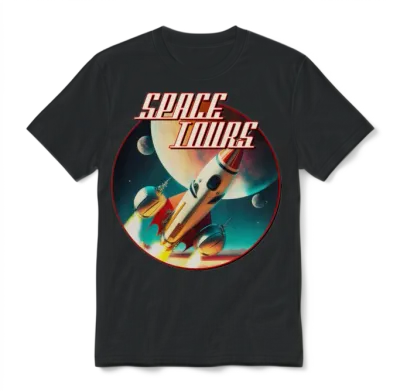 Space Tours — Vintage Retro Space Unisex T-Shirt - Black