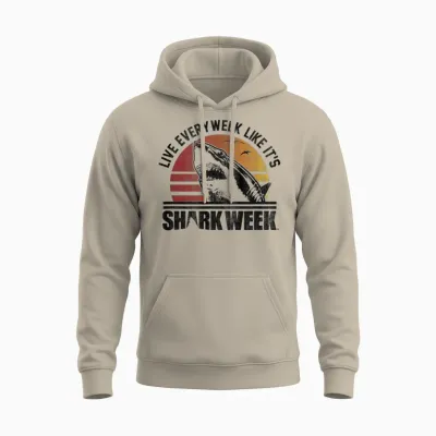 Shark Week Live Every Week Like It's Shark Week Vintage Unisex Hoodie - Sand