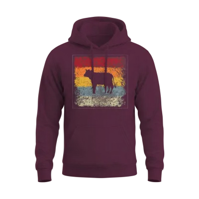Cow Retro Unisex Hoodie - Maroon