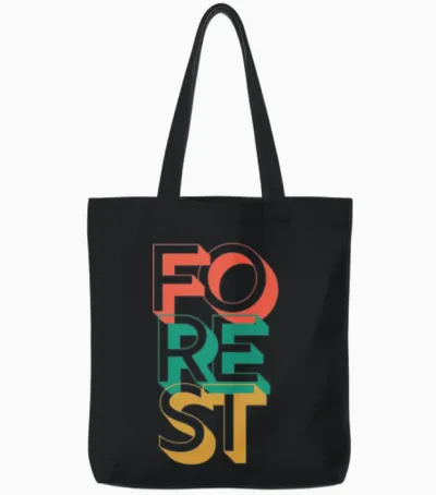 Retro Forest Tote Bags - Black