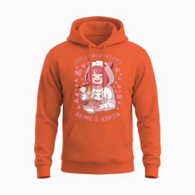 Just a Girl Who Loves Anime Ramen Japonais Aliments Japonais Unisex Hoodie - Orange