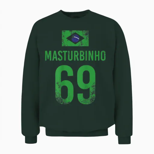 Brazil T-Shirt Football Name Masturbinho Fan T-Shirt, Yellow Unisex Sweatshirt in Forest