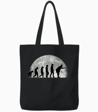 Bowling Evolution Moon Petanque Balls T-Shirt, Black, S Tote Bags - Black