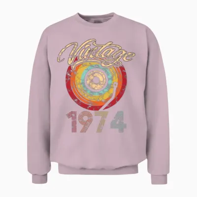 1974 Geburtstag Vinyl Vintage Unisex Sweatshirt - Light Pink