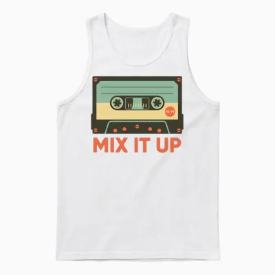 Retro Cassette Tape Unisex Tank Top - White