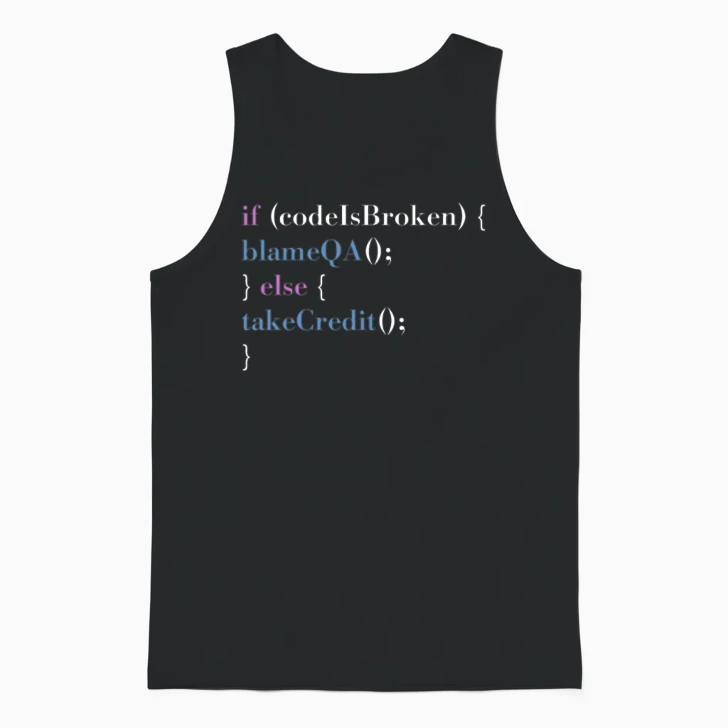 Programmer Qa Saying Computer Programming Unisex Tank Top in Black