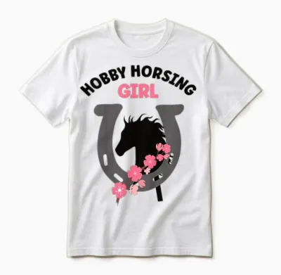 Hobby Horsing Girl Pferde Mädchen Hufeisen Steckenpferde Unisex T-Shirt - White