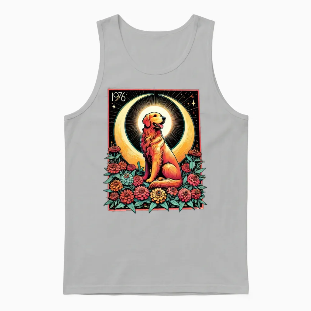 Golden Retriever Unisex Tank Top in Ash