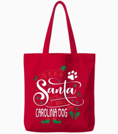 Carolina Dog Dog Christmas Dog Breed Tote Bags - Red