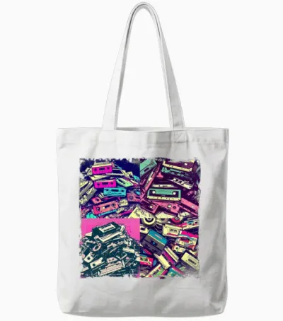 Retro Cassette Tapes Tote Bags - White