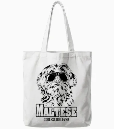 Maltese Dog Coolest Dog Ever Dog Mom Tote Bags - White