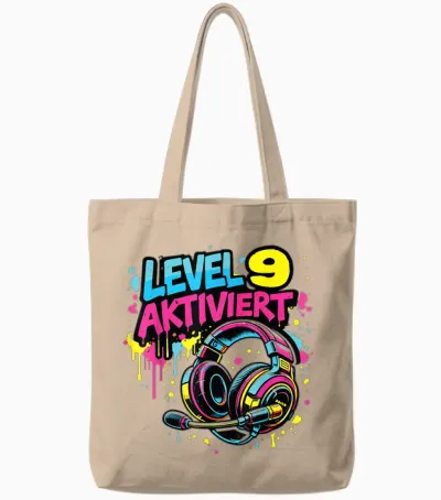 9. Geburtstag Jungen Video Gamer Level 9 Aktiviert Tote Bags - Natural