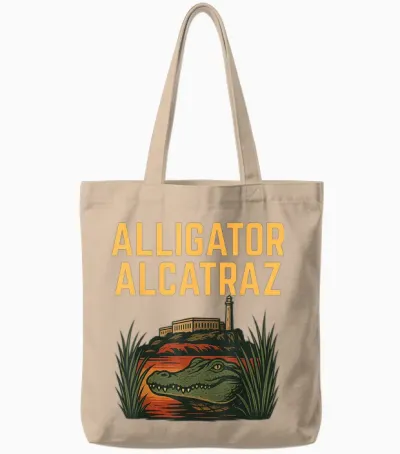 Alligator Alcatraz Tote Bags - Natural