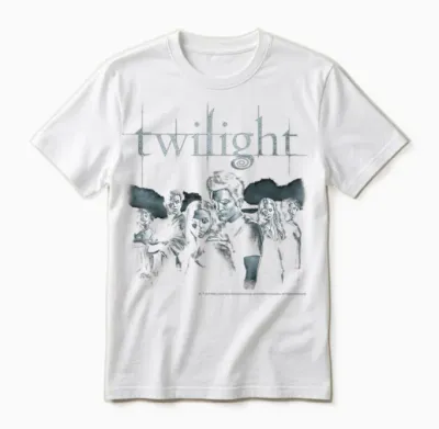 Twilight Black and White Moody Cast Photo Vampire Movie Unisex T-Shirt - White