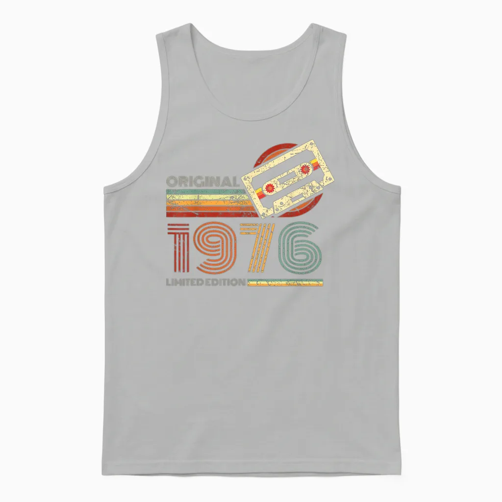 Vintage 1976 Retro Birthday Shirt 50th Birthday Unisex Tank Top in Ash