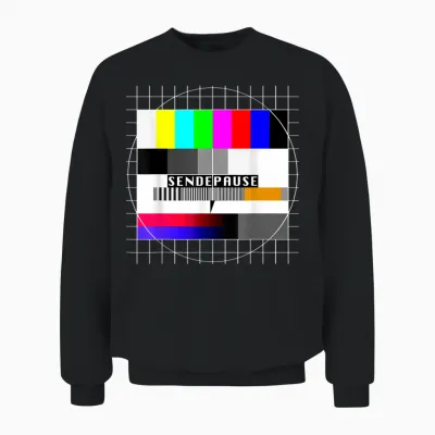 90er Outfit & 80er Motto Party Oldschool Geschenk Testbild Sendepause 90s Party 80s Outfit Costume T-Shirt Black Unisex Adult Small Unisex Sweatshirt - Black