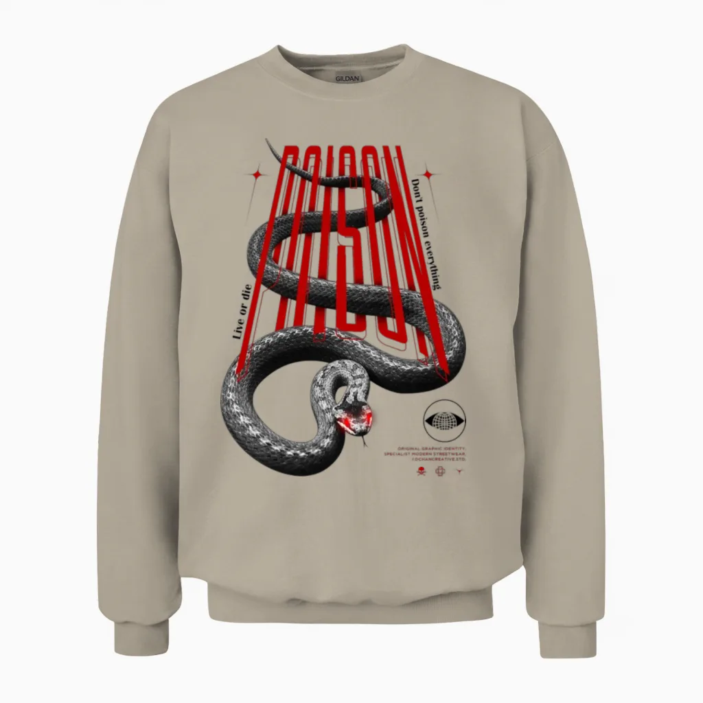 Poison Modern Streetwear Unisex Sweatshirt in Sand