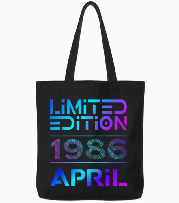 Limited Edition April 1986 Mann Frau 40. Geburtstag Tote Bags in Black