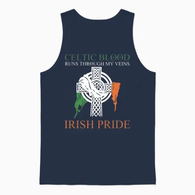 Celtic Blood Runs Through My Veins Irish Pride Unisex Tank Top - Navy