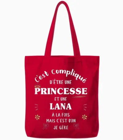 Women's Princess Humour Gift Personalized Name Lana Tote Bags - Red