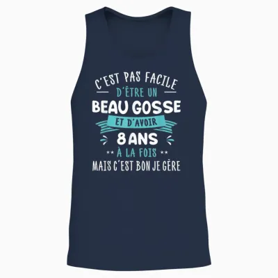 Beau Gosse Funny Gift Idea for Children 8 Years Birthday Party T-Shirt, Black, S Unisex Tank Top - Navy