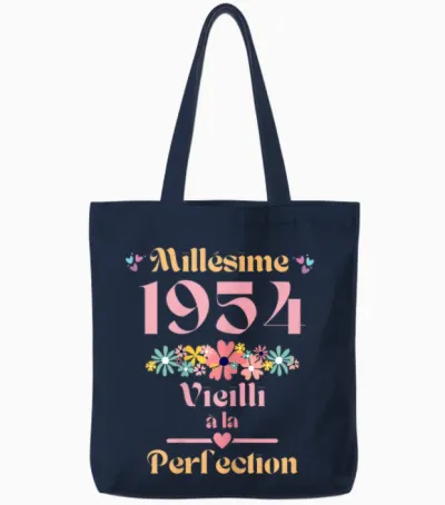 70 Ans Femme 1954 Idée Cadeau Anniversaire Funny Funny T-Shirt, Black Tote Bags - Navy