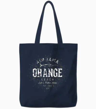 Retro Vintage Orange Beach Tote Bags - Navy