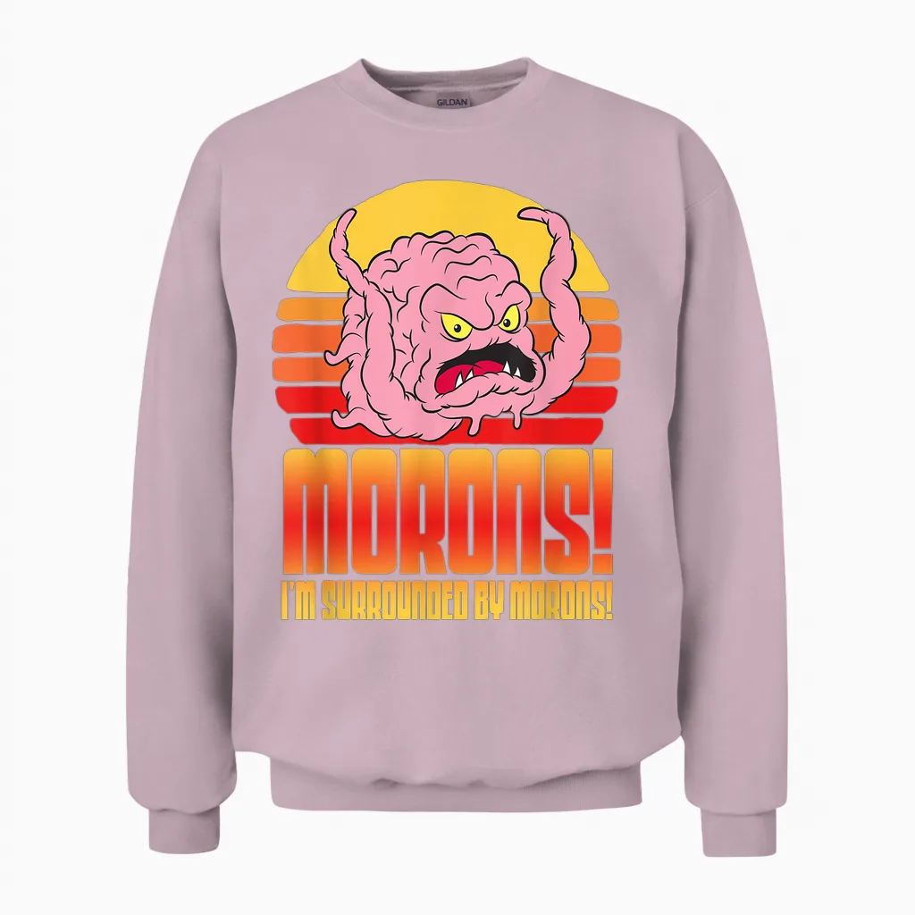 Mademark X Teenage Mutant Ninja Turtles - Krang: Morons! Iβm Surrounded by Morons! Tmnt Retro Funny Unisex Sweatshirt in Light Pink
