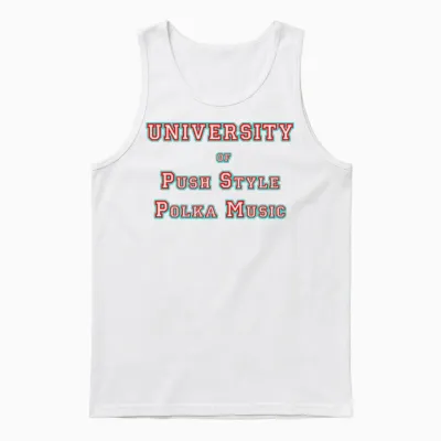 University of Push Style Polka Music Unisex Tank Top - White