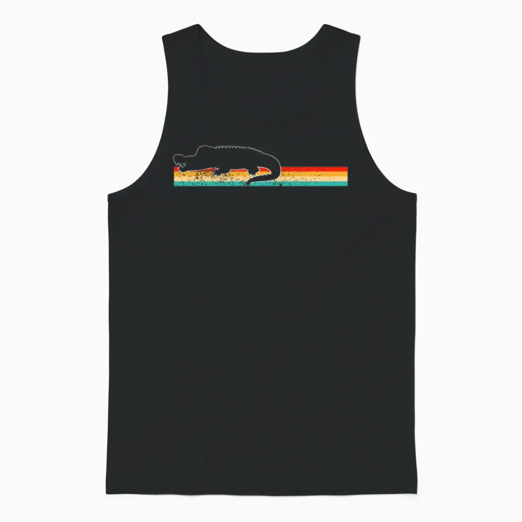 Crocodile Retro Unisex Tank Top in Black