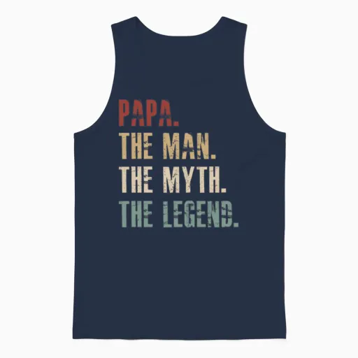 Papa the Man the Myth the Legend Unisex Tank Top in Navy