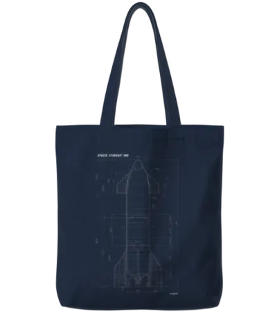 Spacex Starship Sn8 Blueprint Tote Bags - Navy