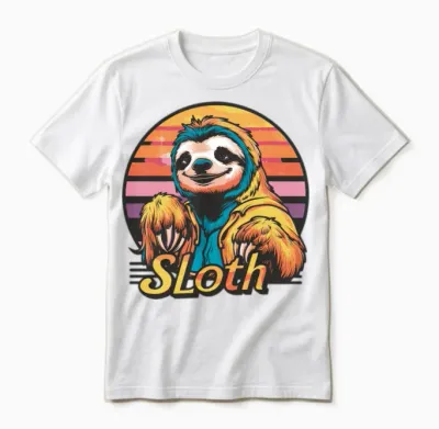 Funny Sloth Retro Vintage Unisex T-Shirt - White