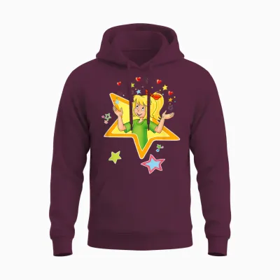 Bibi Blocksberg - Star with Heart T-Shirt, Blue Unisex Hoodie - Maroon
