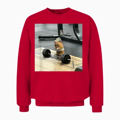 Hamster Deadlift Training Weightlifting Funny Hamster Unisex Sweatshirt - Red