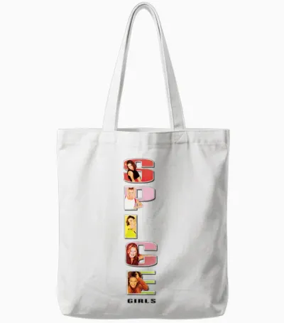 Official Spice Girls Stacked T-Shirt Logo, White Tote Bags - White