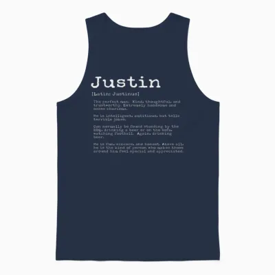 Funny Justin Names Definition Funny Justin Unisex Tank Top - Navy