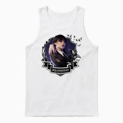 Mittwochsserie Nevermore Frame Wednesday Kurzarm Unisex Tank Top - White