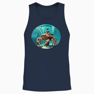Vintage Helmet Diver Riding a Giant Crab Urm Unisex Tank Top - Navy