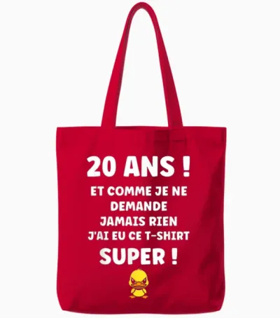 Idée Nul Humour 20 Ans Rigolo Drôle Anniversaire 20 Ans Tote Bags - Red