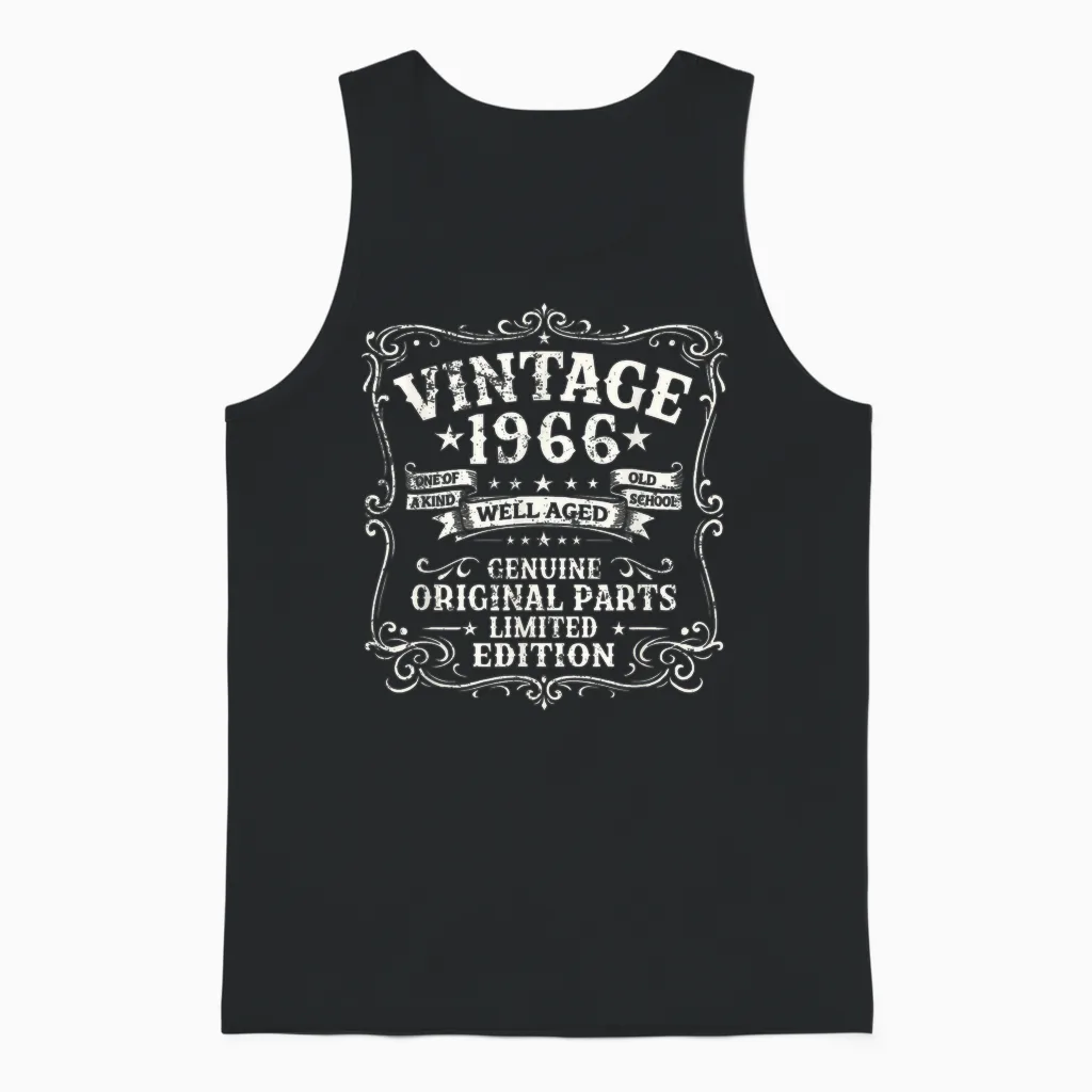 60 Anniversaire Cadeau Homme Et Femme Vintage Année 1966 Unisex Tank Top in Black