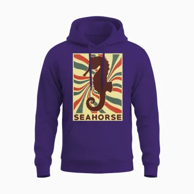 Seahorse Retro Vintage Unisex Hoodie - Purple